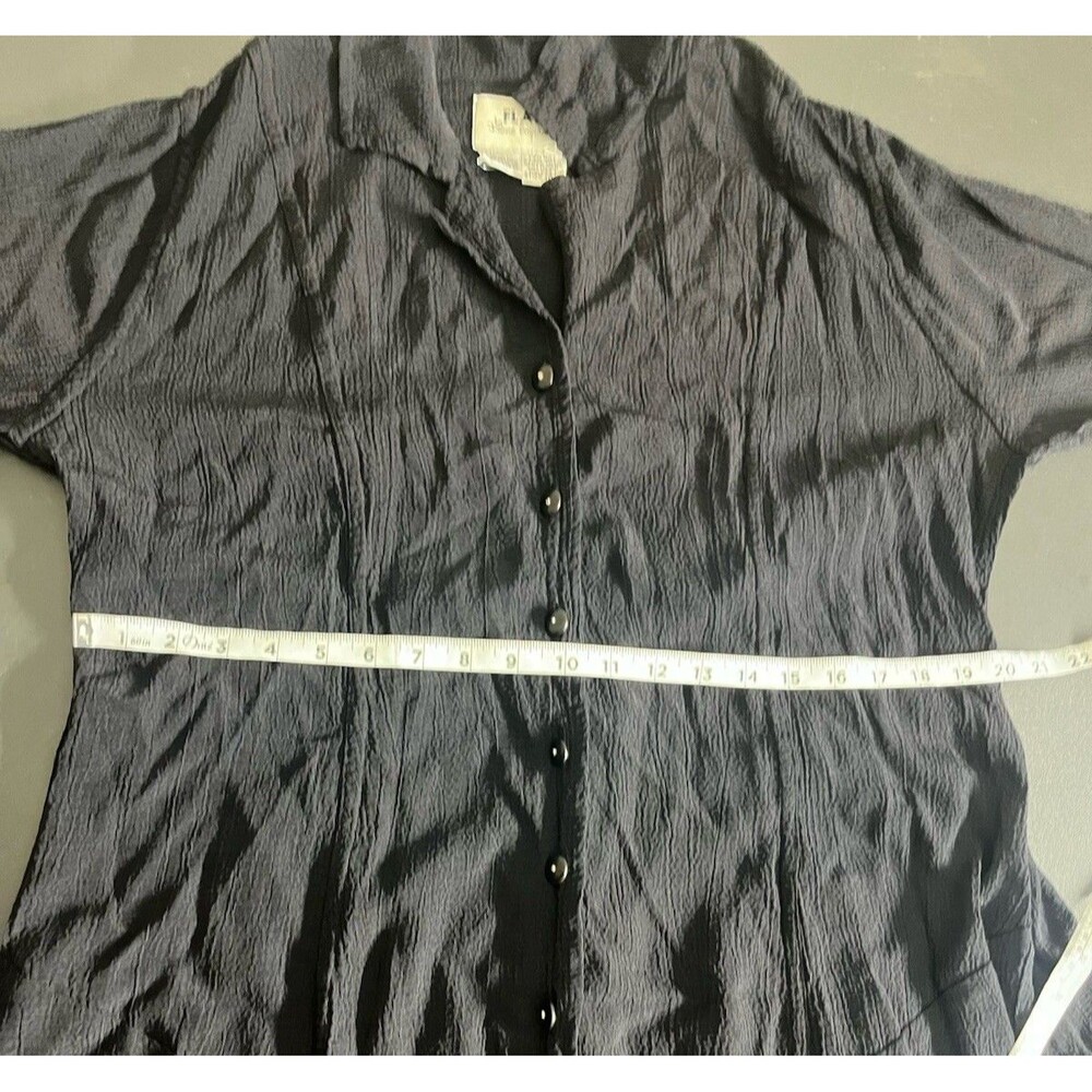 Flax Jeanne Engelhart Size Large Midi Button Front Shirt Dress Black Lagenlook - Picture 9 of 12